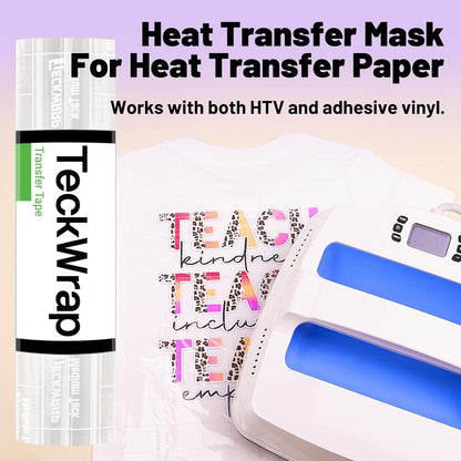 Clear Transfer Tape for Vinyl -12INCH X 10 Ft,White Alignment Grid for Heat Transfer Vinyl, Printable HTV, DIY Decals, Signs, Stickers, Adhesive Vinyl