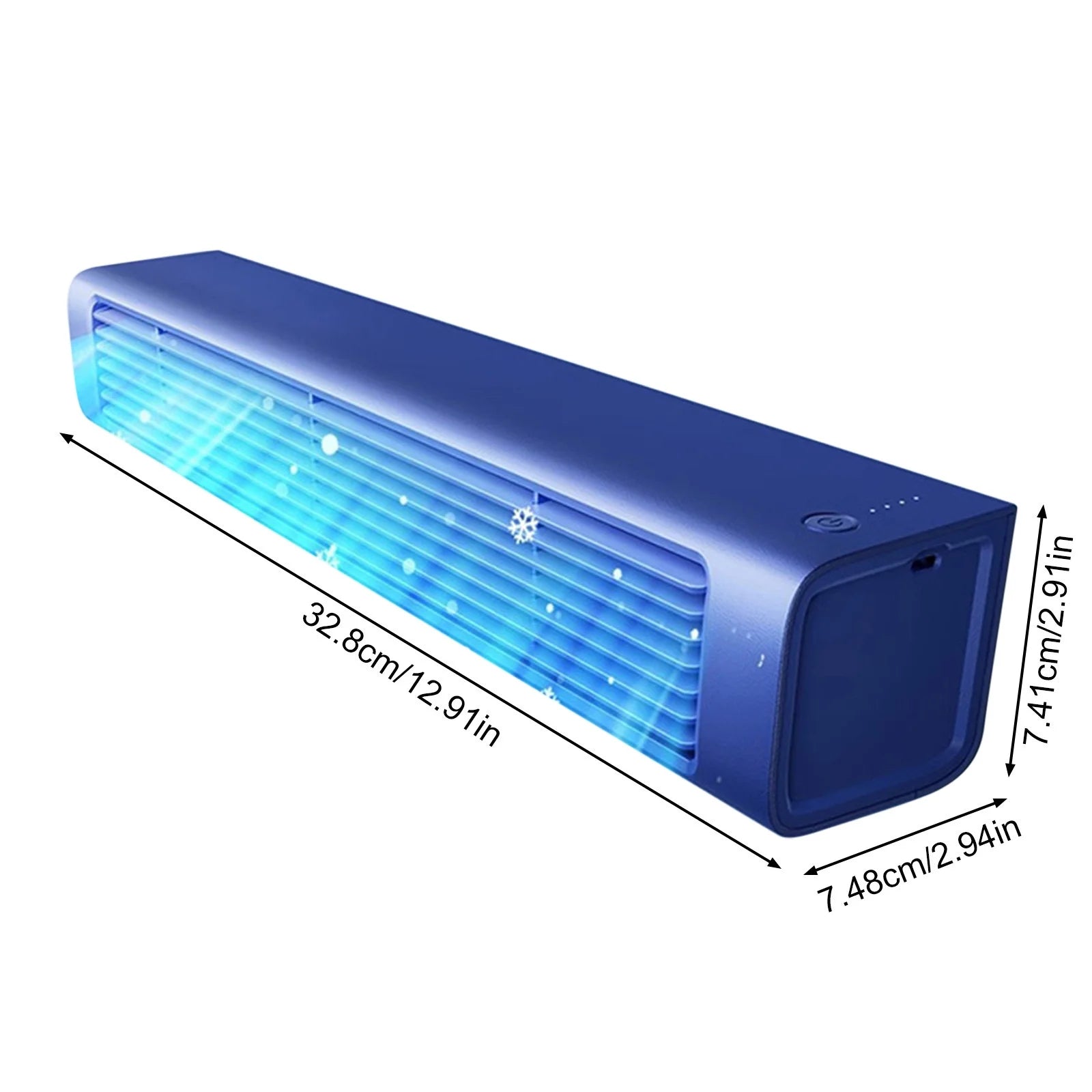 Portable Air Conditioner Fan for Bedroom, Bladeless Air Cooler, Rechargeable, Quiet, Wall-Mountable AC Fan for Small Rooms, Office, Dorm Use (Blue)