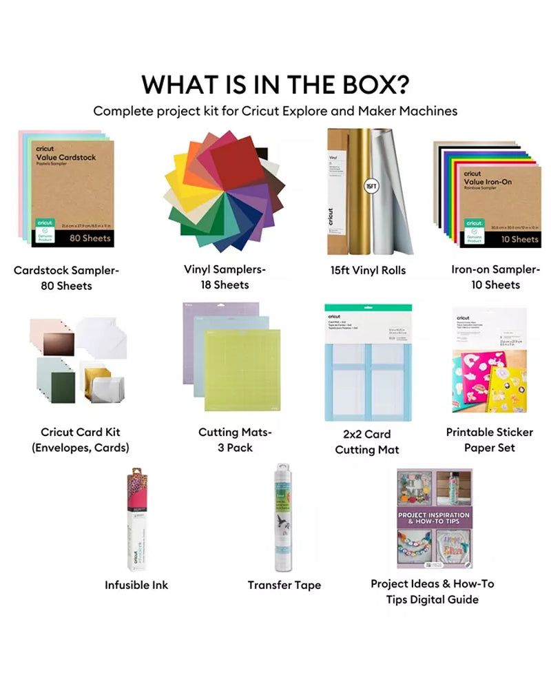 Ultimate Materials, Vinyl Rolls and Accessories Bundle for  Explore Air and Maker, 150+ Piece