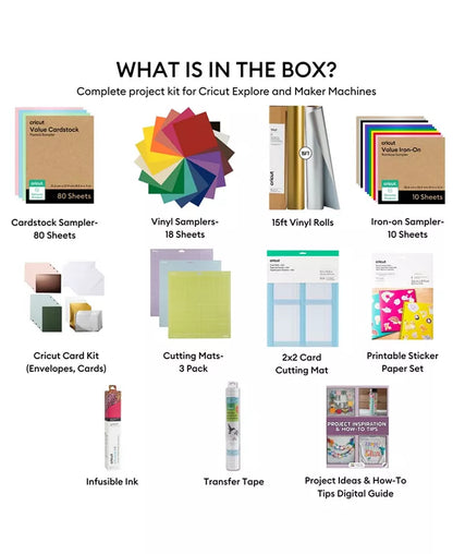 Ultimate Materials, Vinyl Rolls and Accessories Bundle for  Explore Air and Maker, 150+ Piece