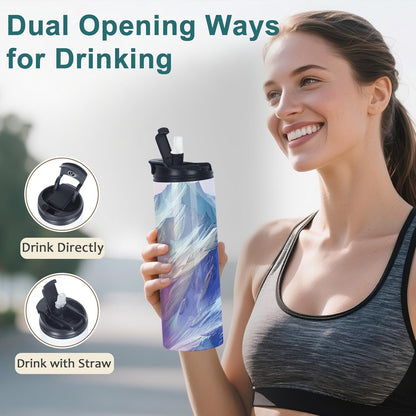 24 Pack 20 Oz Sublimation Tumbler Bulk Straight Skinny, Sublimation Water Bottle Blanks with Flip Straw Lid, Insulated Stainless Steel Dual Opening Blank Bottles Cups for Heat Transfer Diy