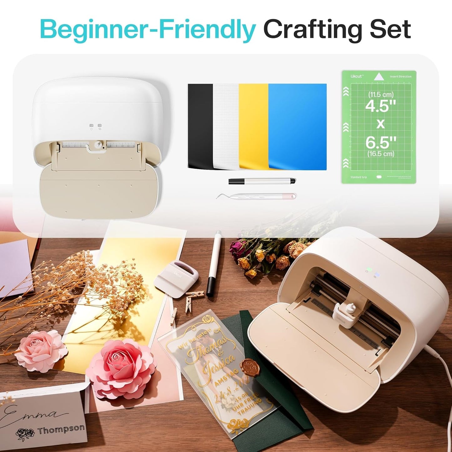 Likcut Vinyl Cutter Machine S501 - Smart Compact Sticker Maker for Vinyl & Paper Crafts, Portable Plotter DIY Cutting Machine for Sticker Joy Craft & Party Supplies, Gifts for Crafters