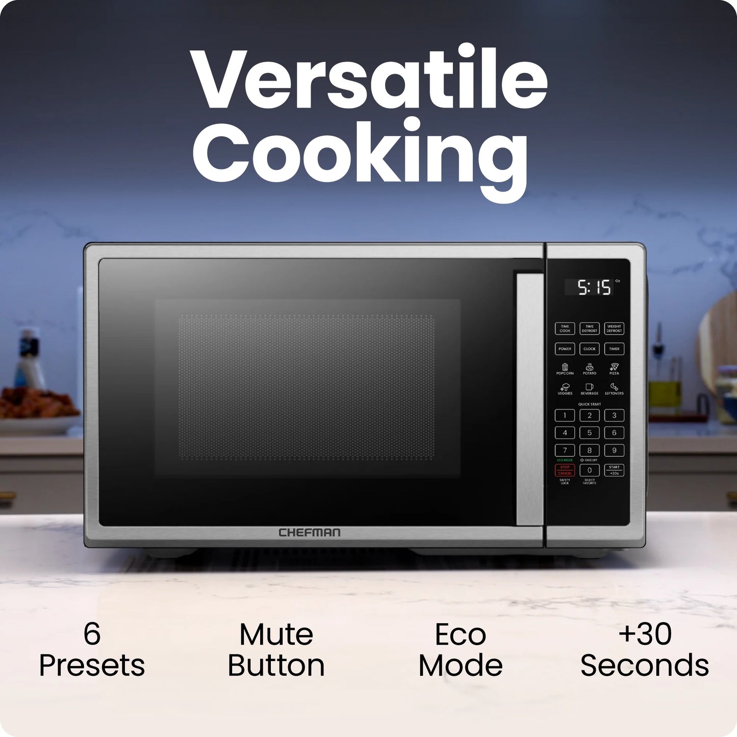 0.9 Cu Ft Countertop Microwave Oven, 900 Watts - Stainless Steel