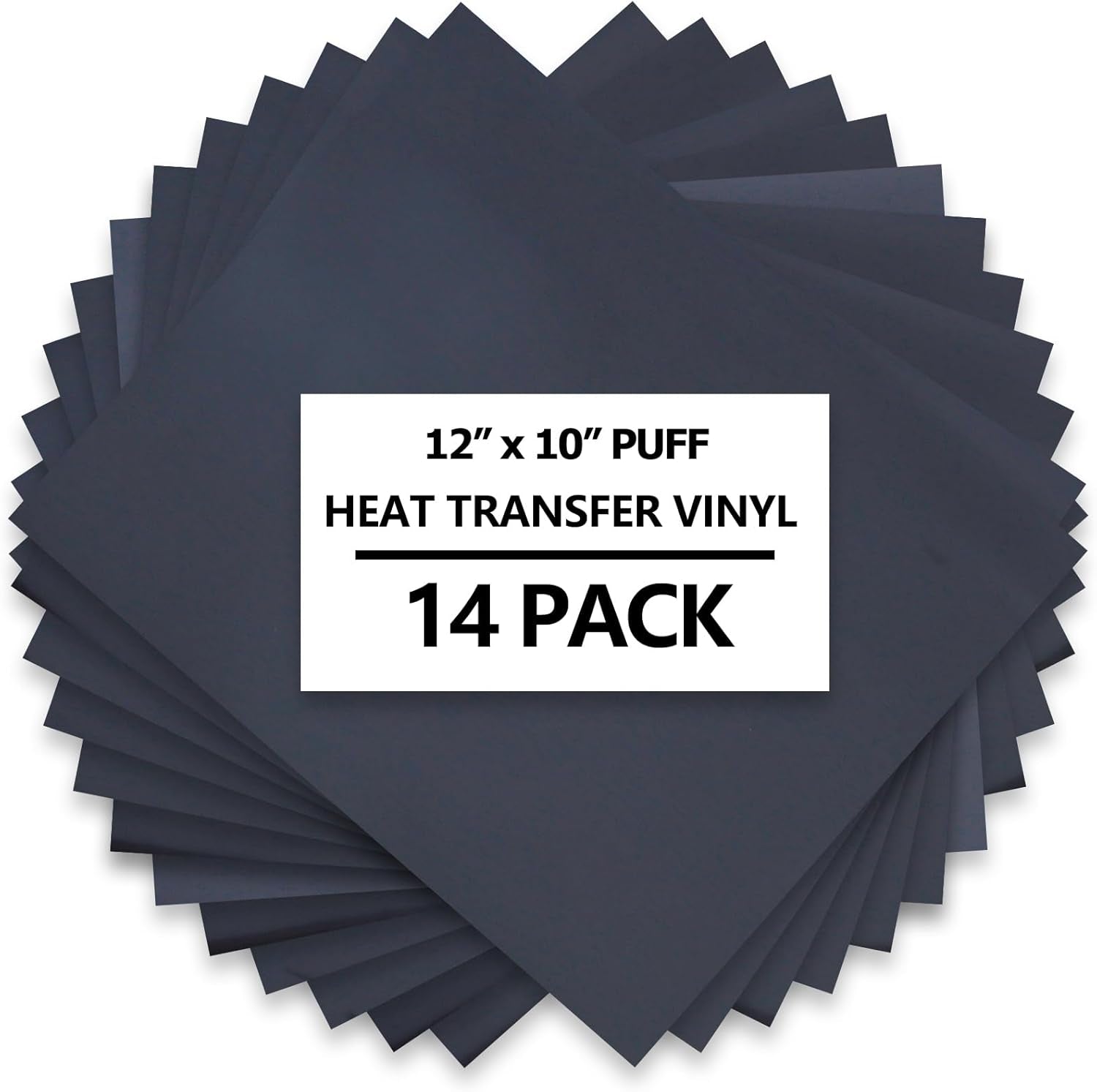 HTVVETUR 3D Puff Vinyl Heat Transfer 14PCS Puff HTV Sheets 12" X 10" Iron on Vinyl Puff Heat Transfer Vinyl for Heat Press T-Shirt Compatible with Cricut or Mark (Black)