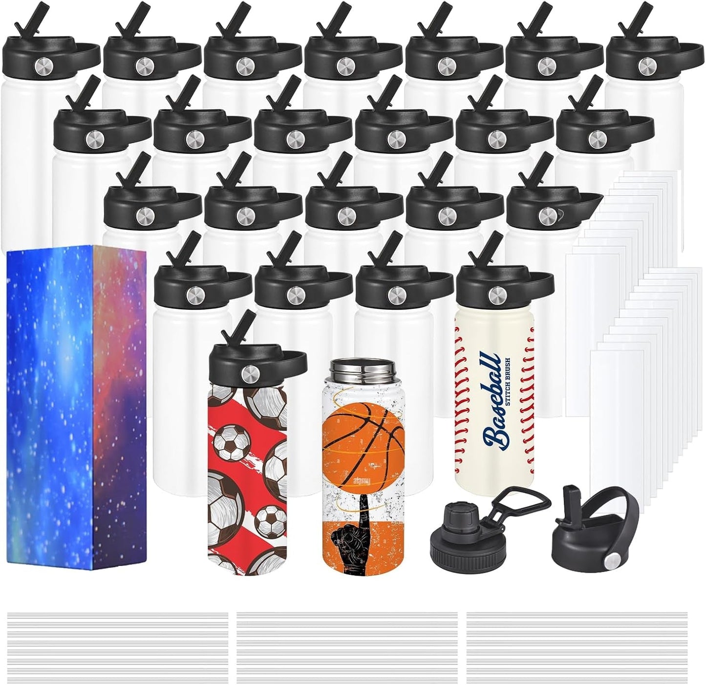 Colorsub Sublimation Tumblers 20 Oz, Double Wall Insulated Stainless Steel Sublimation Cups Blanks with Straw Lid and Spout Lid 24 Pack