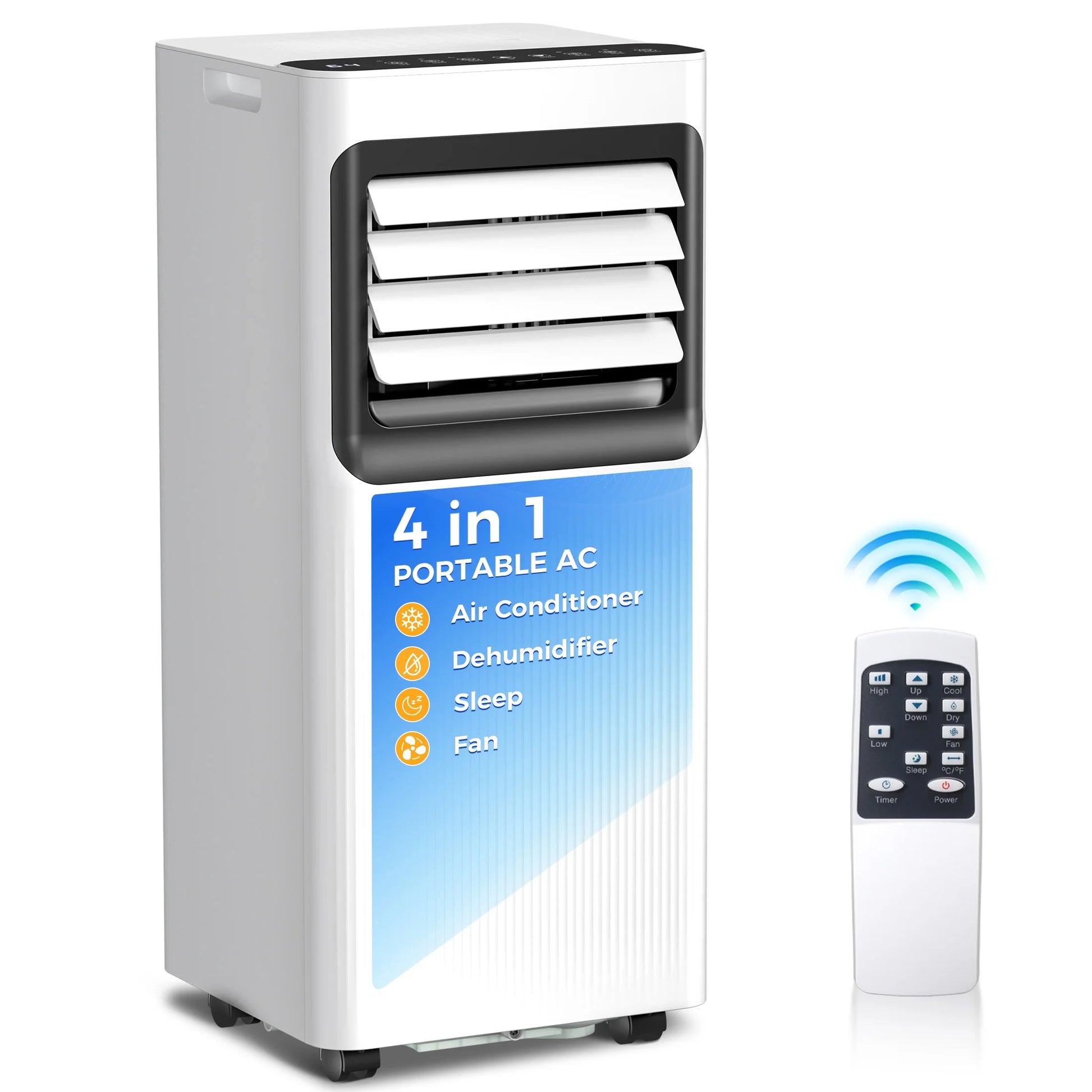 8000 BTU Ashare Portable Air Conditioner, 4-In-1 AC Unit with Fan, Cool and Dehumidifier, Sleep Mode, Remote Control, for Rooms up to 350 Sq Ft