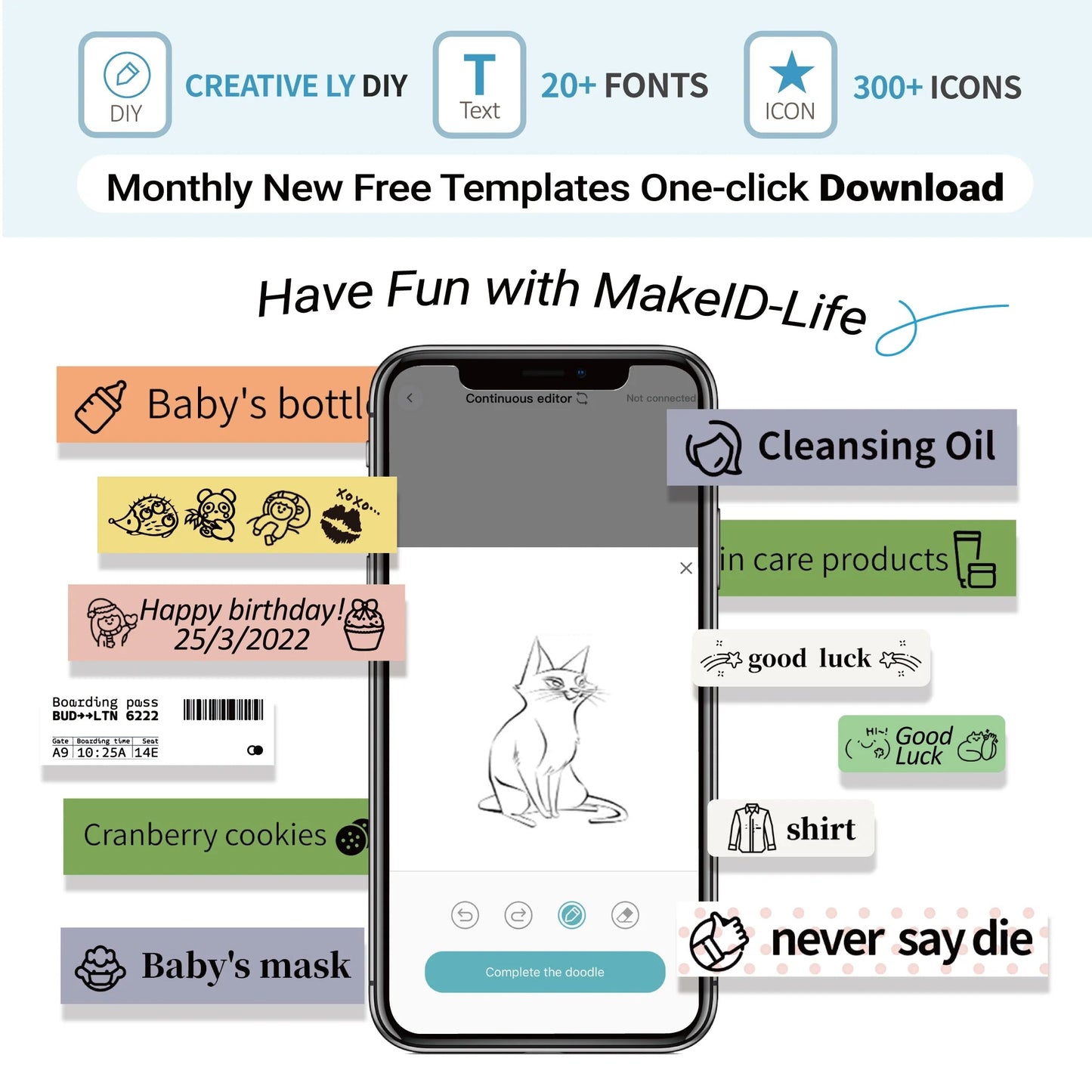 Label Maker Machine with Tape - Portable & Rechargeable Label Makers with Built-In Cutter, .63" Waterproof Tape - Wireless Label Printer Compatible with Android & Ios Devices