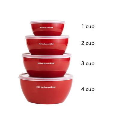 4-Piece Prep Bowl Set with Lids in Empire Red and Assorted Sizes