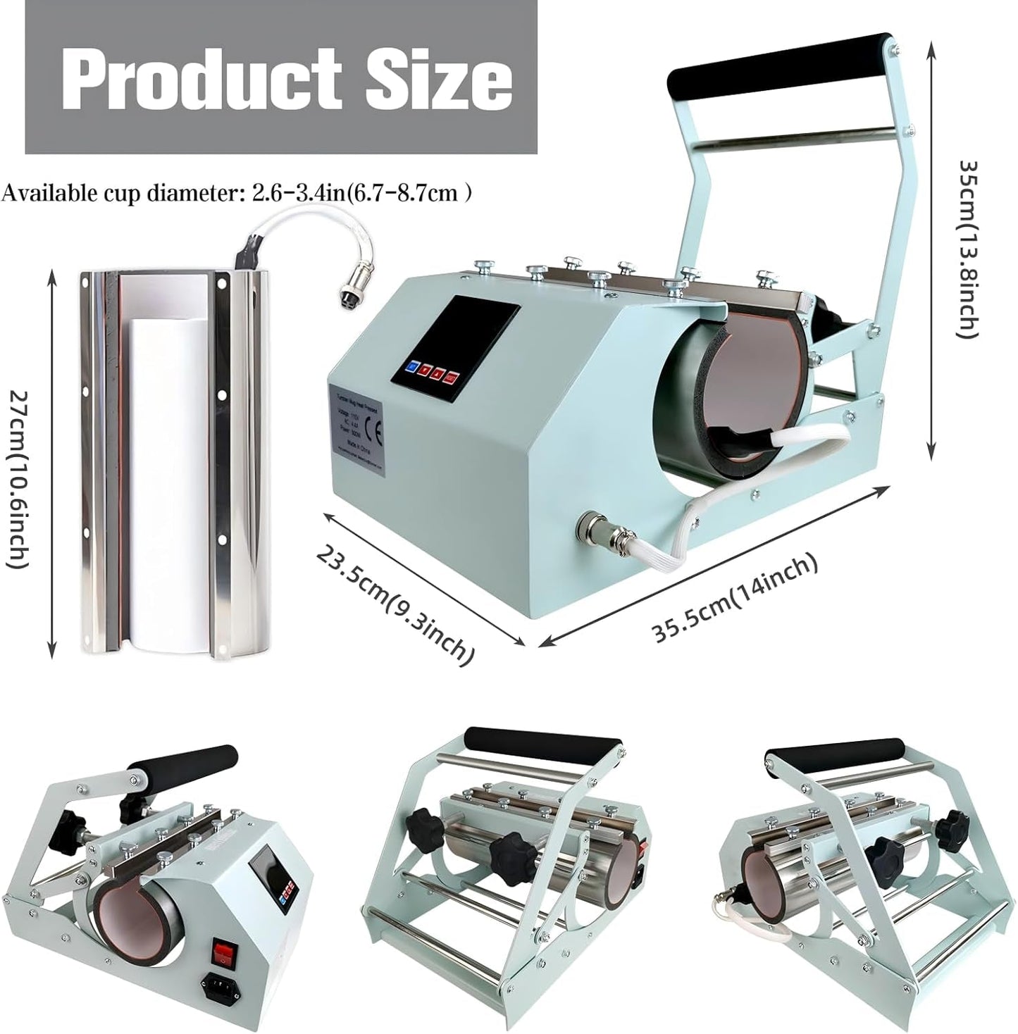 Bettersub Tumbler Mug Heat Press Machine 30 OZ 20 OZ 16 OZ Sublimation Straight Skinny Tumbler Mug Sublimation Print 11 OZ 15 OZ Sublimation Mug Heat Transfer Teal