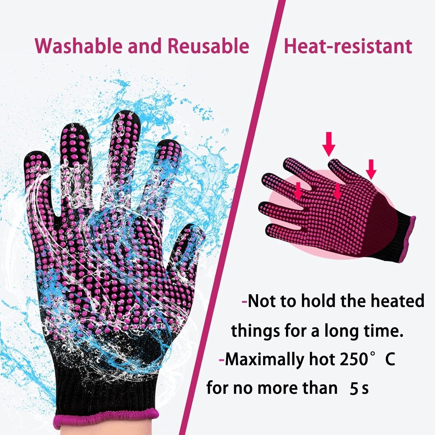 Heat Resistant Gloves for Sublimation - 2Pcs Heat Gloves for Sublimation with Silicone Bumps, Heat Resistant Work Gloves for Women, Universal Fit Size 9.44 * 5.9In