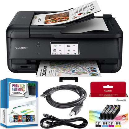 Canon Pixma Tr8620A Wireless All-In-One Printer for Home Office W/ Copy, Scanner, Fax, Mobile Print Photo Printing Bundle with DGE USB Cable + Small Business Software Kit | Official Canon Partner