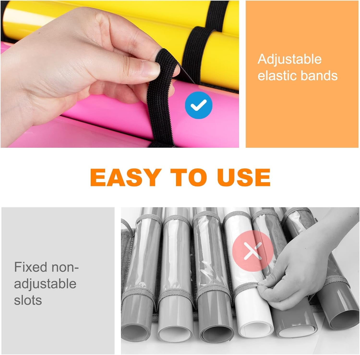 Vinyl Storage Organizer - Holds up to 48 Rolls, Grey Craft Vinyl Organizer with Wall Mount/Hanging over the Door