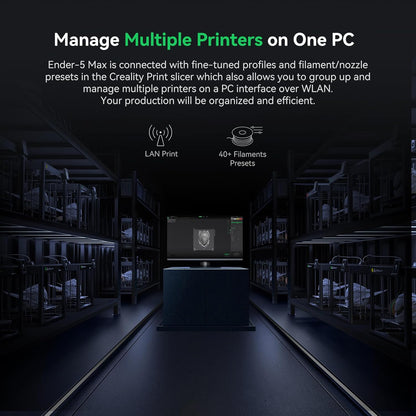 Creality Ender 5 Max 3D Printer 400×400×400Mm Large Build Volume, 700Mm/S Fast Printing Speed, 64-Point Auto Leveling, All-Metal Frame & Dual Gear Extruder, Multi-Printer Control over WLAN