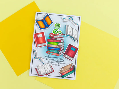 Crafters Companion Bookworm Collection Stamp & Die Set - Cute Bookworm