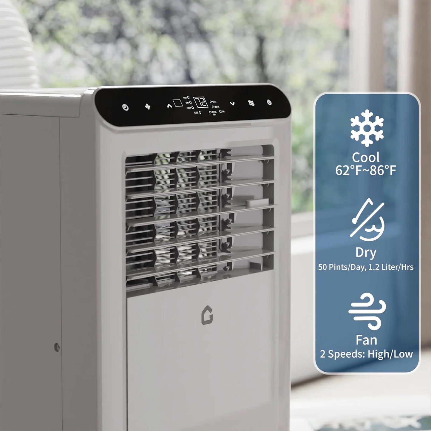 8,000 BTU Portable Air Conditioner, 4-In-1 Portable AC Units for Rooms with Fan, Dehumidifier, Cools up to 350 Sq.Ft. Room Air Conditioner, Remote, Auto Swing, Quite Opration, Timer, Grey