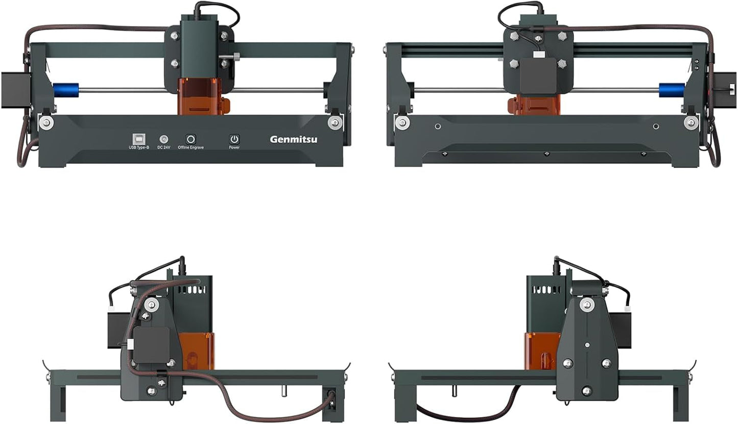 Genmitsu Laser Engraver Machine Kortek 2.5W 2500Mw, Wireless APP Supported, ±0.01Mm High Precision, Portable Laser Engraving Machine for DIY Wood, Acrylic, Leather, Glass, Metal, Fiber, Safety Class 1
