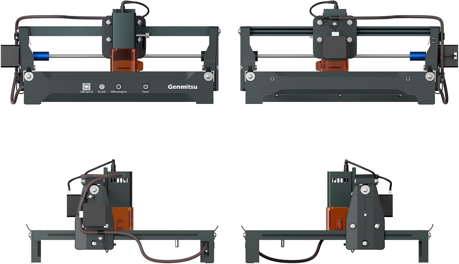 Genmitsu Laser Engraver Machine Kortek 2.5W 2500Mw, Wireless APP Supported, ±0.01Mm High Precision, Portable Laser Engraving Machine for DIY Wood, Acrylic, Leather, Glass, Metal, Fiber, Safety Class 1