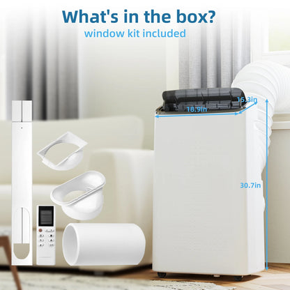 14,000 BTU Portable Air Conditioner, Remote Control, and Installation Kits, 50Db, Cools up to 750 Sq.Ft, Portable AC Built-In Cool with Dehumidifier and Fan Modes