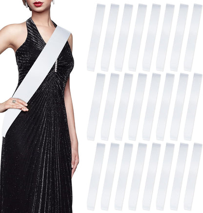 25Pcs White Sashes Blank Satin Sublimation Sash for Pageants to Decorate Plain 2026 Senior Graduation Birthday Sash for Women Homecoming