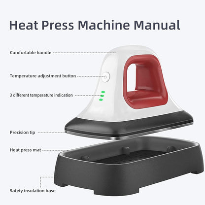 Heat Press - 7" X 3.8" Heat Press Machines for T Shirts Shoes Bags Hats and HTV Vinyl Projects & Portable Easy Iron Press Machine for Heating Transfer