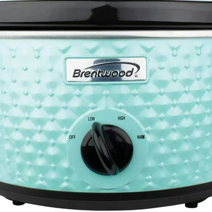 3.5-Quart Diamond-Pattern Slow Cooker (Blue)