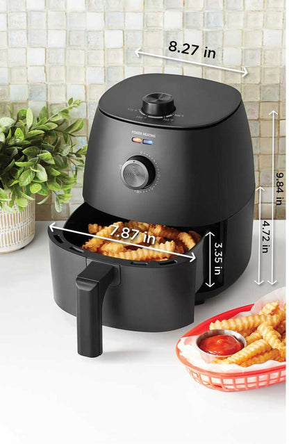 2.2 Quart Compact Air Fryer, Non-Stick, Dishwasher Safe Basket, 1150W, Black