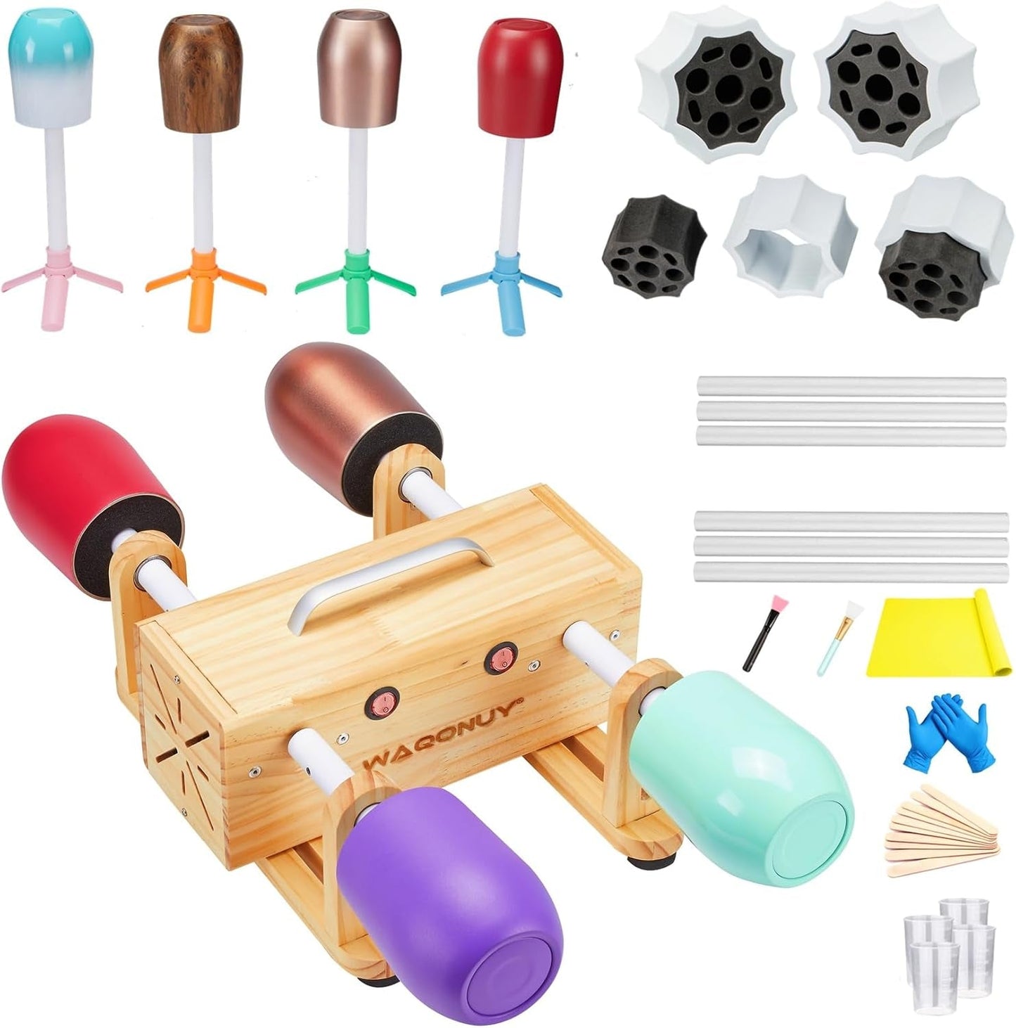4 Cup Turner for Crafts Tumbler,Epoxy Glitter 4 Arms Tumbler Full Kits,Diy Cuptisserie Turner,Cup Spinner Machine Kit for Crafts Epoxy Tumbler