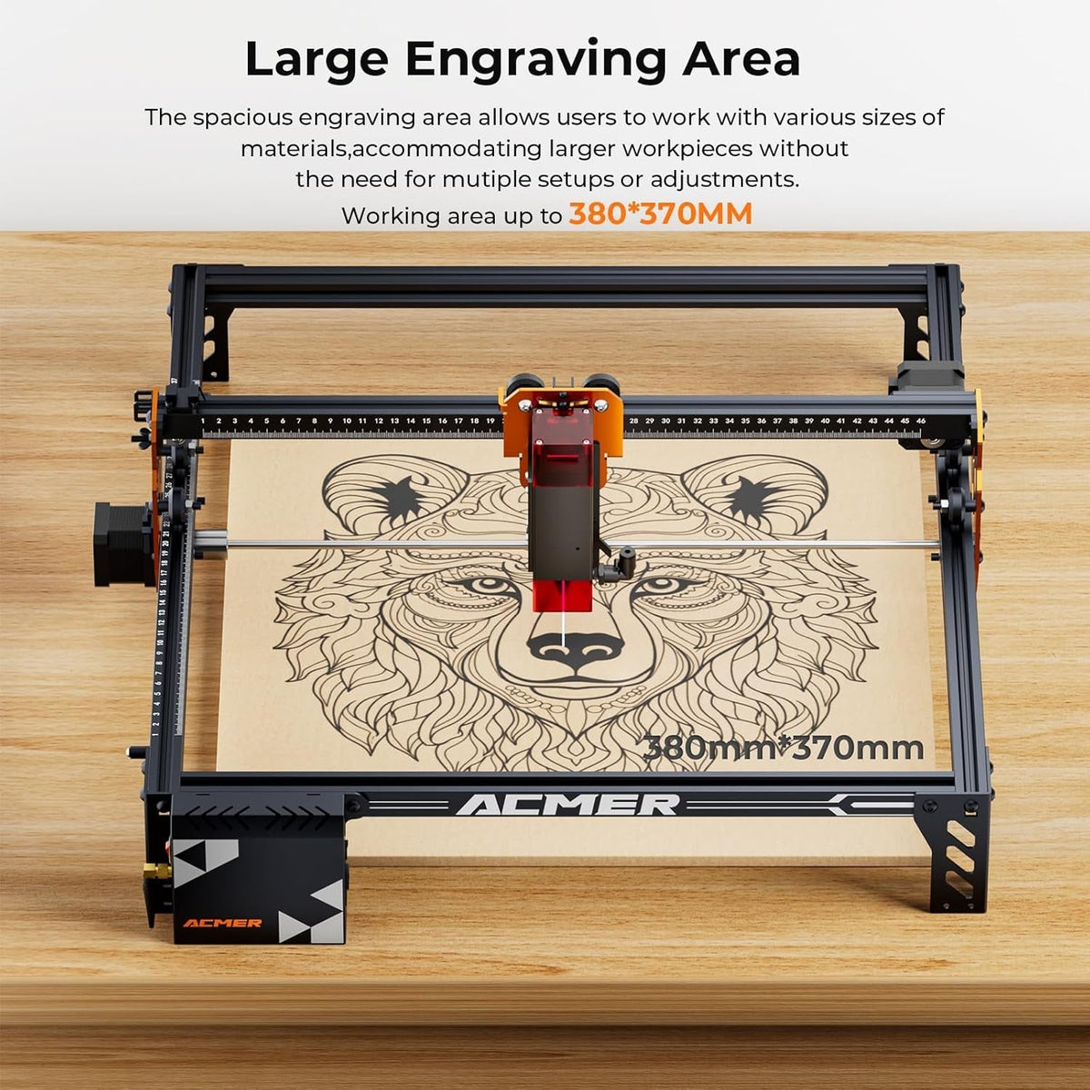 Laser Engraver Machine, P1 S Pro 10W(10000Mw) Cutting Machine 380X370Mm Large Area, Wifi Control, Engraves Wood Acrylic Leather Glass Metal for DIY, Crafts & for Small Business