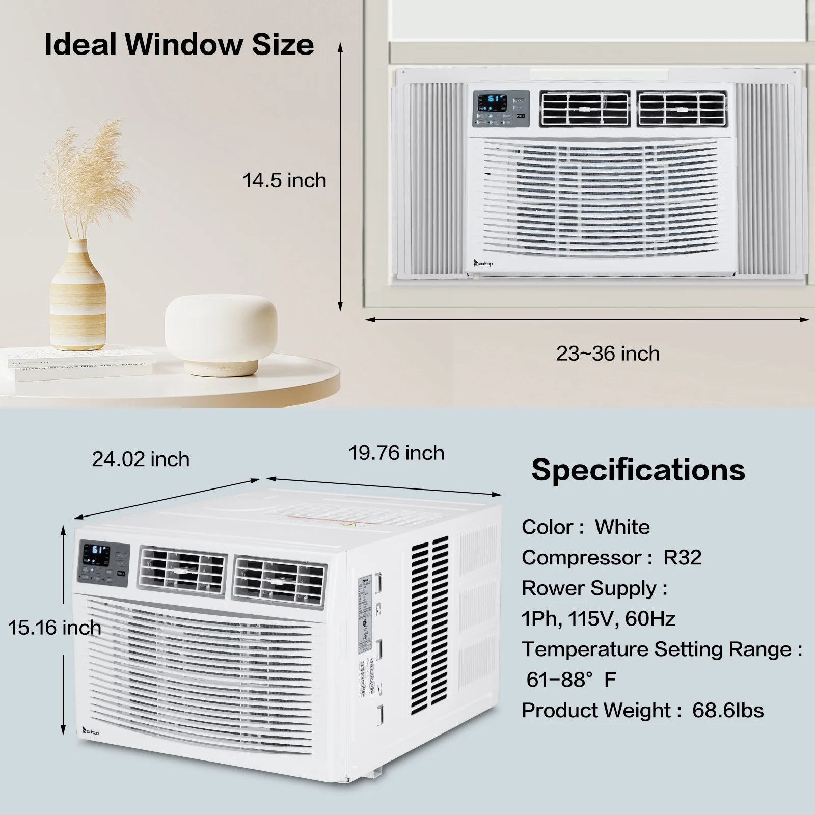 Wifi Enabled 8000 BTU Heat and Cool Window Air Conditioner with Wifi Controls