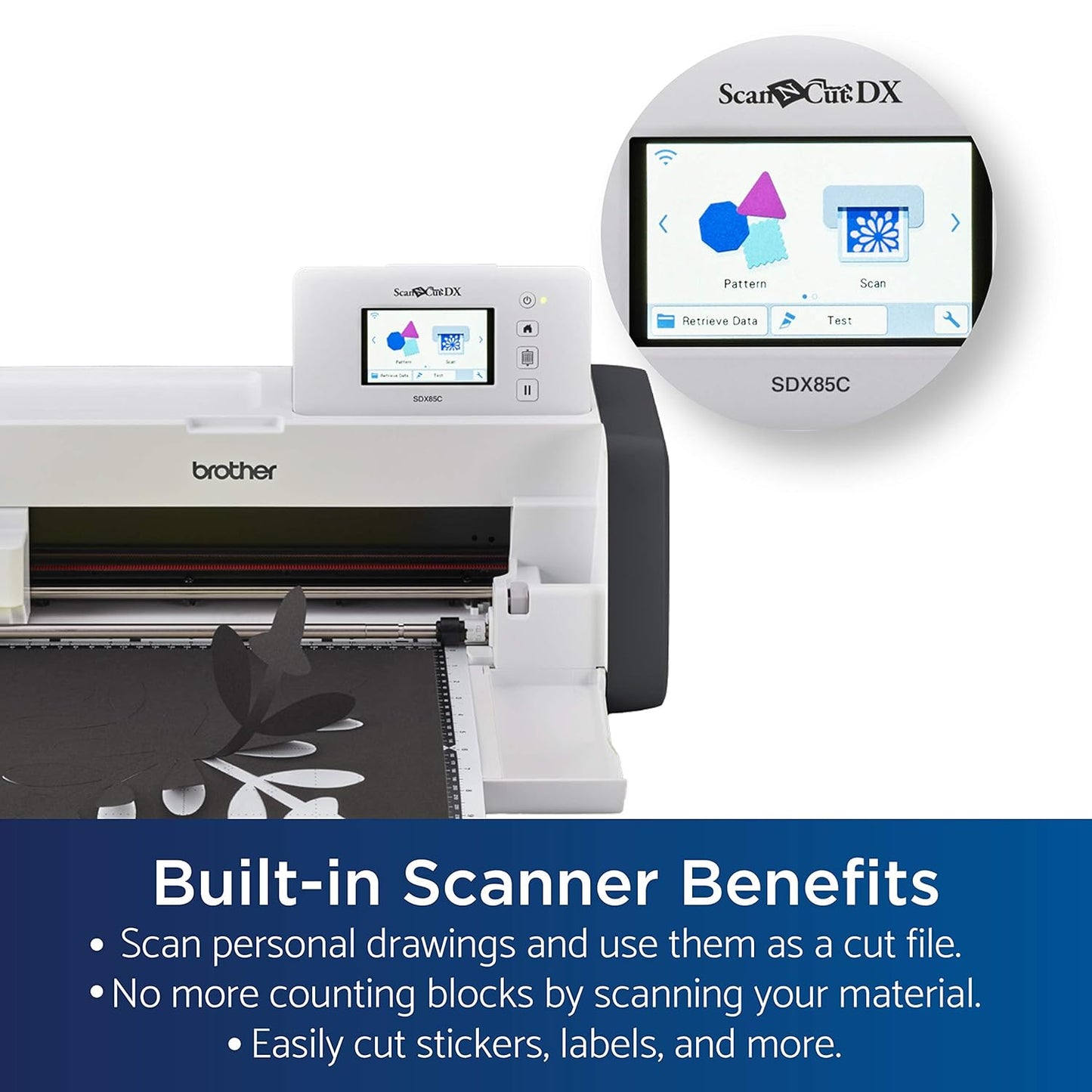 Scanncut SDX85C Electronic DIY Cutting Machine with Scanner, Make Vinyl Wall Art, Appliques, Homemade Cards and More with 251 Included Patterns,Charcoal