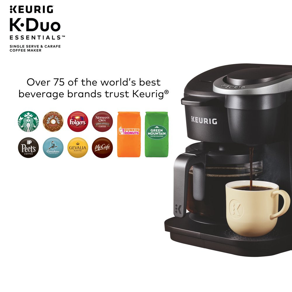 K-Duo Essentials Black Single-Serve K-Cup Pod Coffee Maker, Black