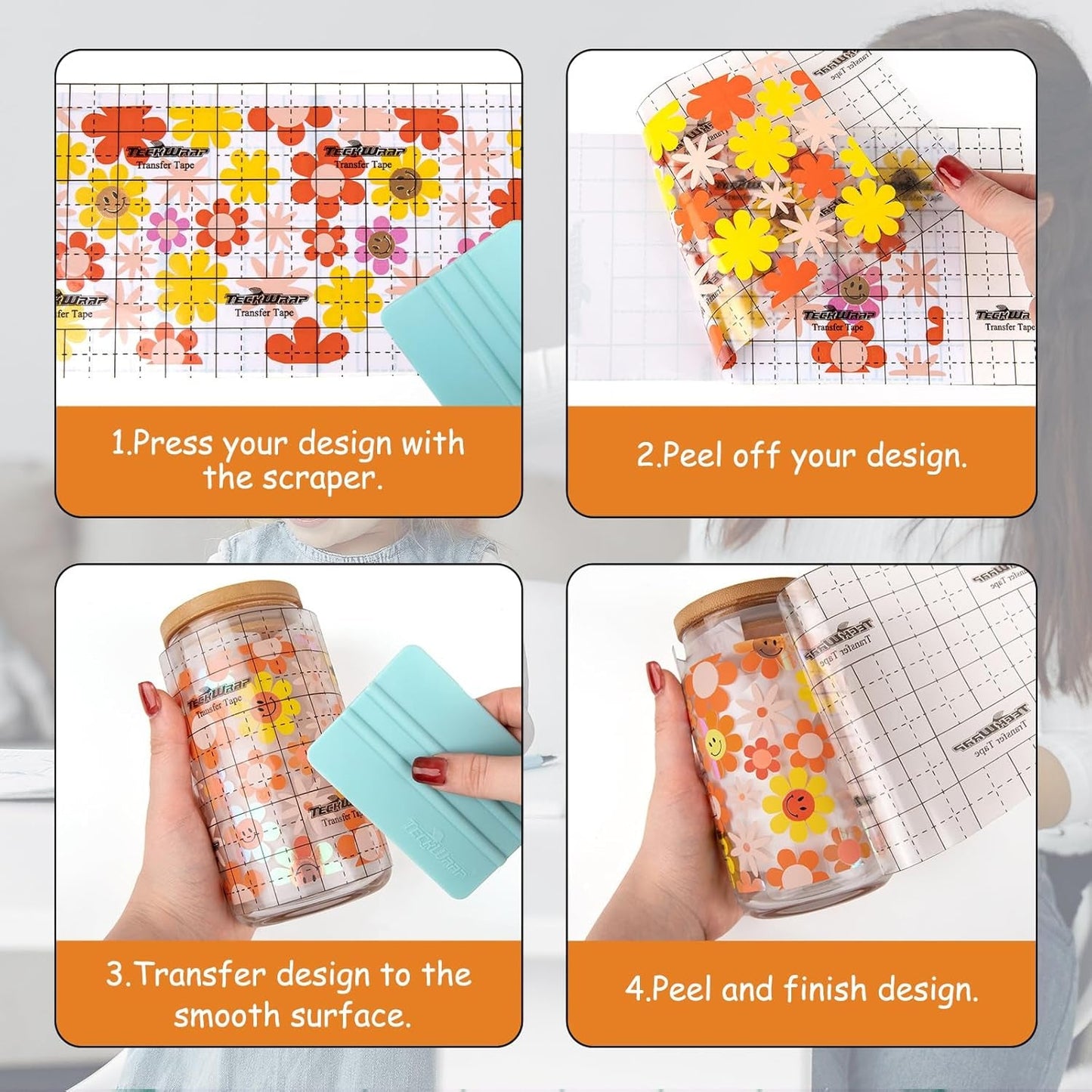 Black Grid Transfer Tape for Vinyl Roll-12Inch X 10 FT W/Alignment Permanent Adhesive Vinyl for DIY Decals, Signs, Stickers