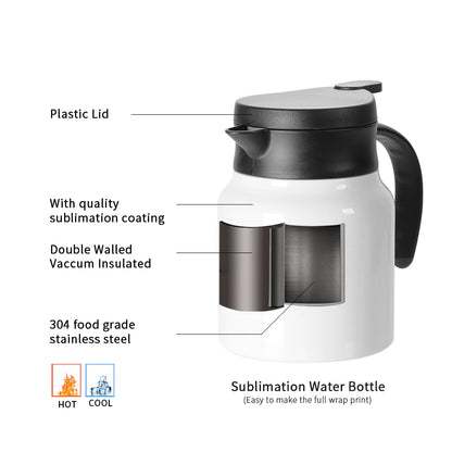 Wholesale 32 OZ Sublimation Double Walled Thermal Coffee Carafe Pot with Shrink Film White 20 Pack(Ship from China)