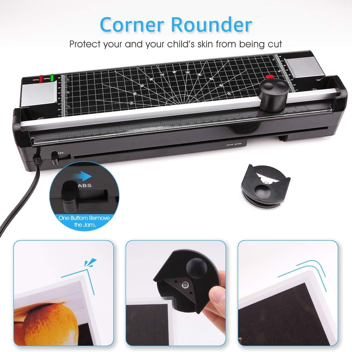 Laminator Machine for A3/A4/A6, YE381 13Inch Thermal & Cold Laminating Machine for Home Office School Teacher Use with 50 Pouches, Paper Trimmer and Corner Rounder | YE381 Thermal & Cold Laminating Machine for Home Office School Teacher Use , Built in Paper Trimmer and Corner Rounder
