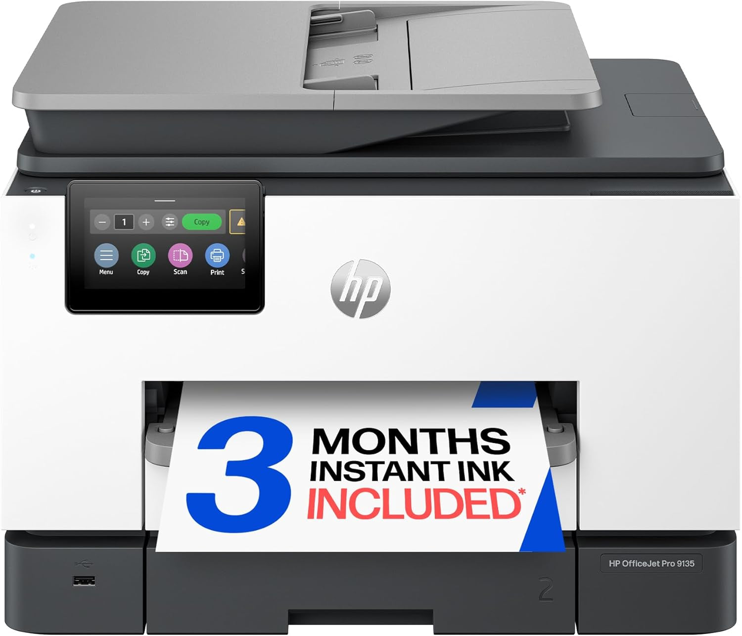 HP Officejet Pro 9135 Wireless All-In-One Color Inkjet Printer, Print, Scan, Copy, Fax, ADF, Duplex Print/Scan, Best-For-Office, 3 Month Trial of Instant Ink Included, Ai-Capable (C2WM0A)