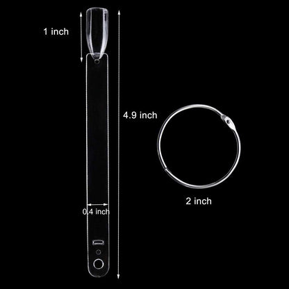 150 Pcs Clear Nail Swatch Sticks with Ring, Fan Shape Nail Art Polish Display Tips, False Nail Sample Sticks, Nail Practice Color Display, Transparent Polish Board for Nails
