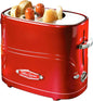 Nostalgia 2 Slot Hot Dog and Bun Toaster with Mini Tongs, Retro Hot Dog Toaster, Hot Dog Cooker That Works with Chicken, Turkey, Veggie Links, Sausages and Brats, Metallic Red
