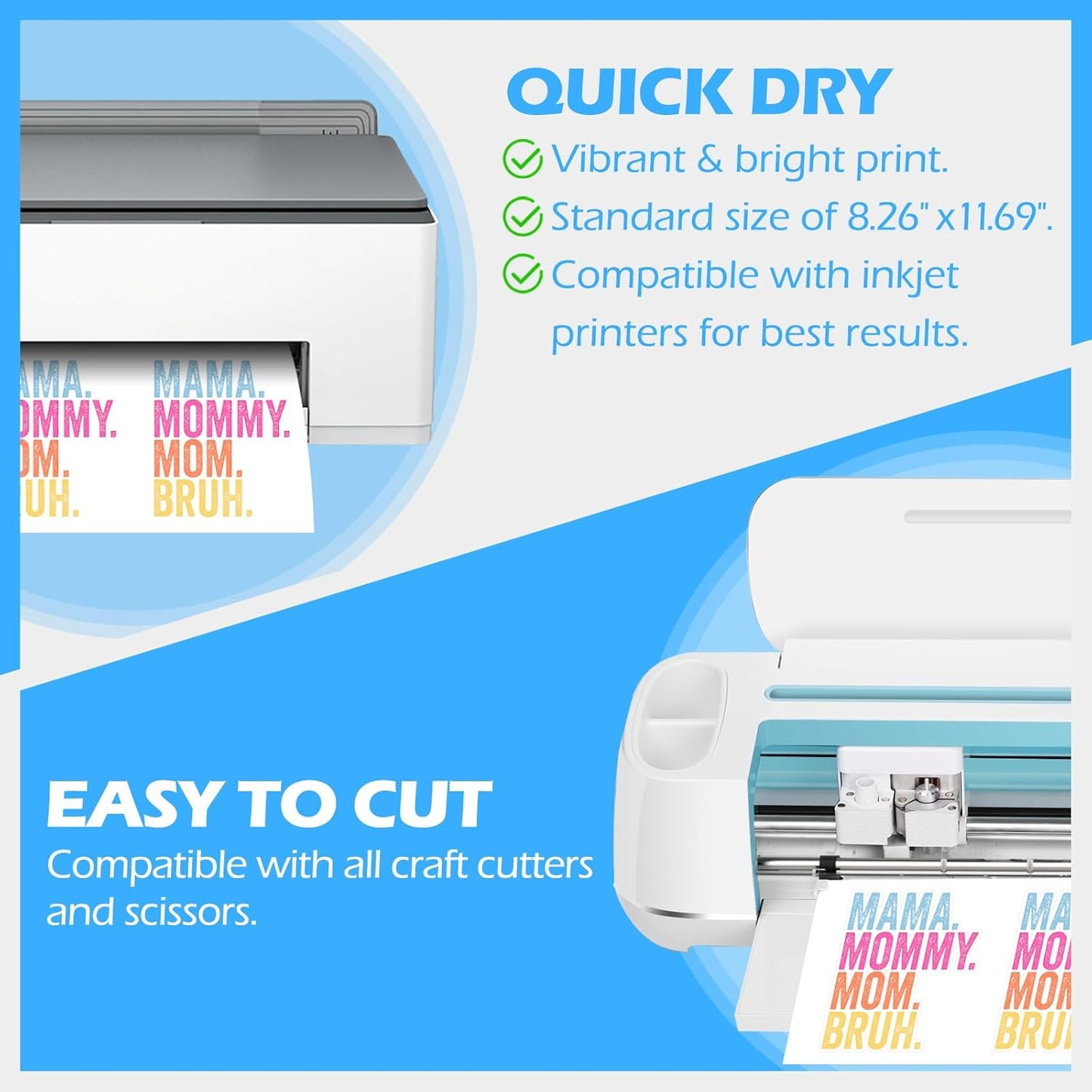 Printable Vinyl Sticker Paper for Inkjet Printer, Glossy Inkjet Printable Vinyl, 8.26" X 11.69" A4 56 Sheets/Pack Printing Paper for Craft Scrap-Booking, Stickers, Labels