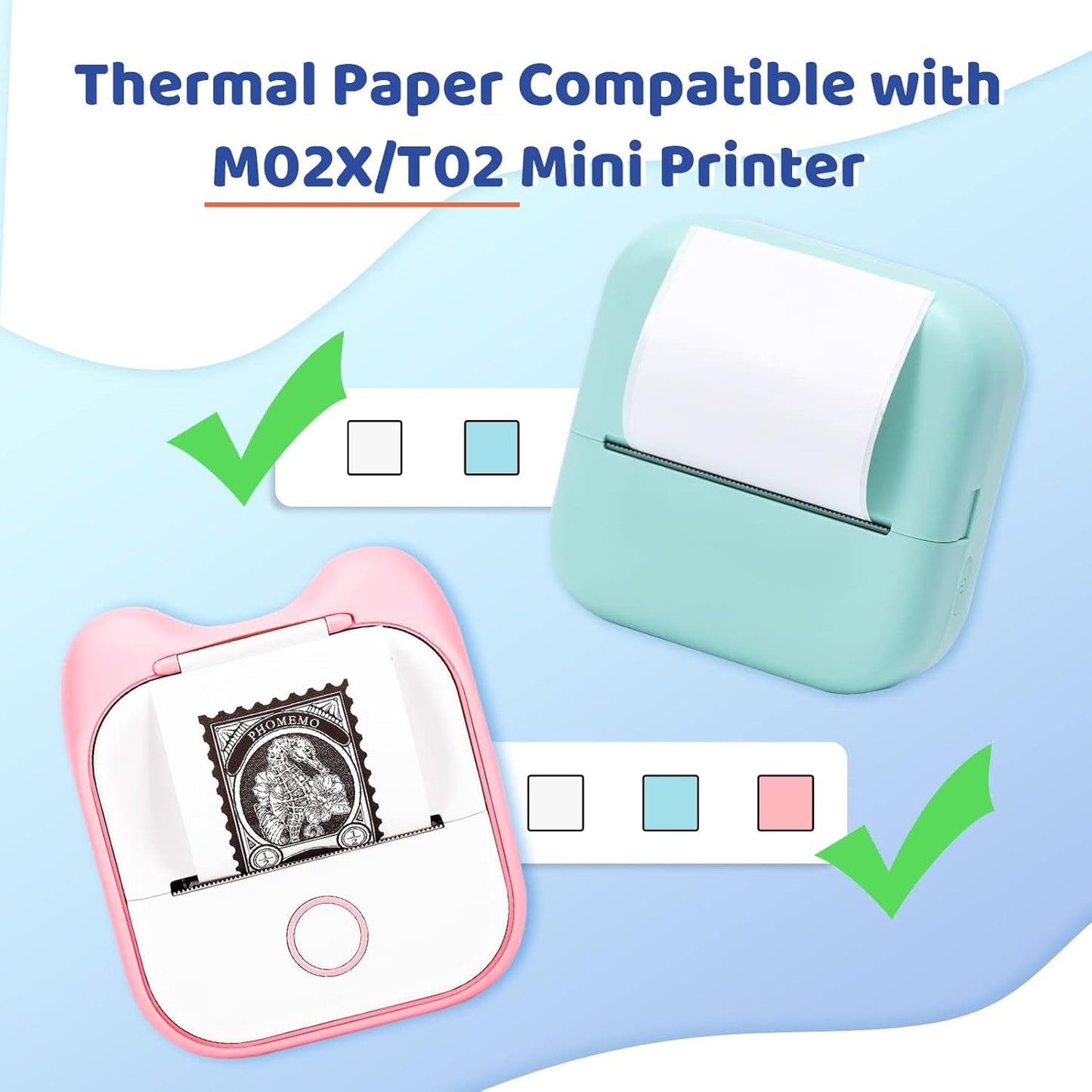 Phomemo Sticker Paper- for T02/T02Pro/Q02E/M02X/Y02C/Q02 Mini Printer, White Thermal Sticker for Study Notes, Photo, DIY, Stickers, Image Time 2 Years, Black on White Sticky Paper, 50Mm X3.5M, 3 Rolls