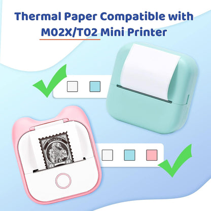 Phomemo Sticker Paper- for T02/T02Pro/Q02E/M02X/Y02C/Q02 Mini Printer, White Thermal Sticker for Study Notes, Photo, DIY, Stickers, Image Time 2 Years, Black on White Sticky Paper, 50Mm X3.5M, 3 Rolls