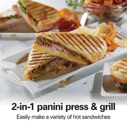 Indoor Grill with Panini Press 2 in 1, Nonstick Plates, Stainless Steel, 25334-MX
