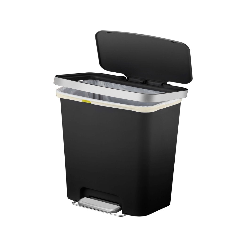 11.9-Gallon Plastic Garbage Can, Black