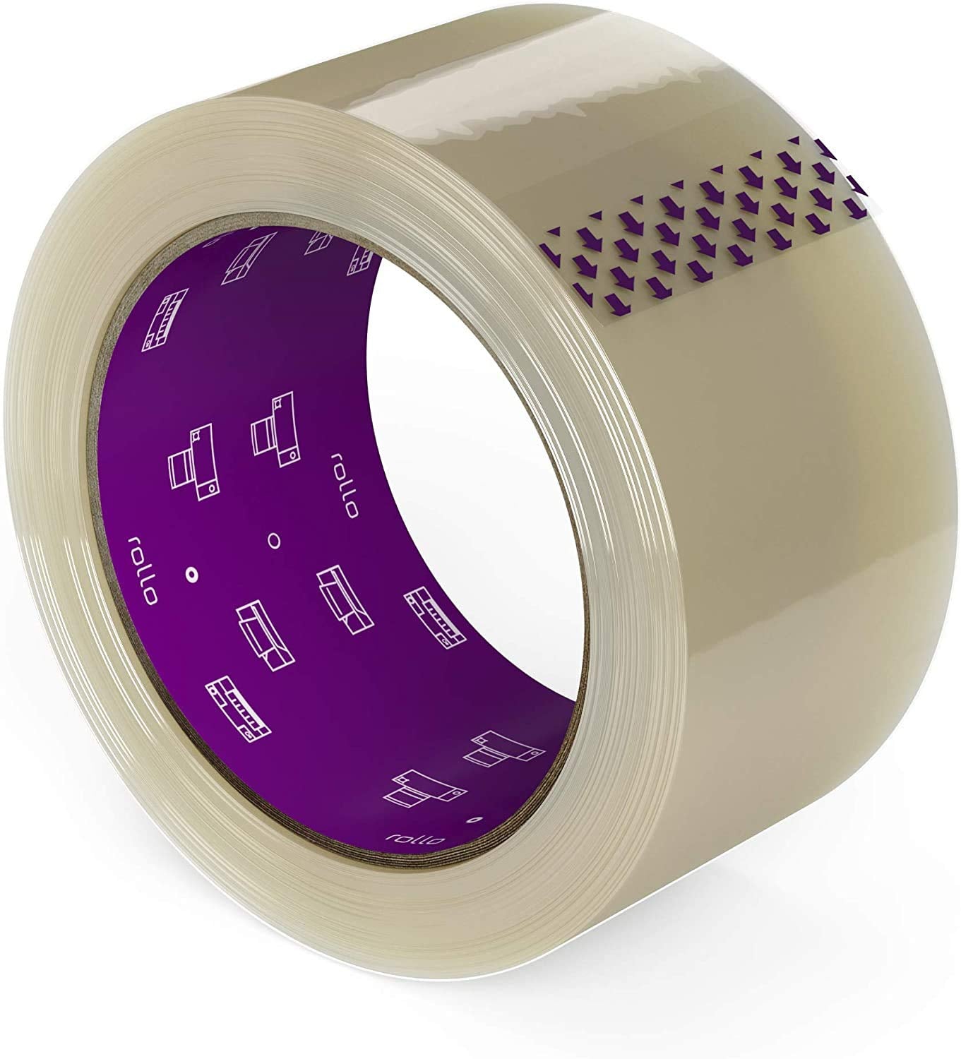 Rollo No Noise Packing Tape - Silent Shipping Tape 60 Yards X 2" Wide X 2.6 Mil Thick (6 Refill Rolls) - Clear Heavy Duty Industrial Quiet Tape for Packaging, Shipping, Moving, Storage with No Bubbles