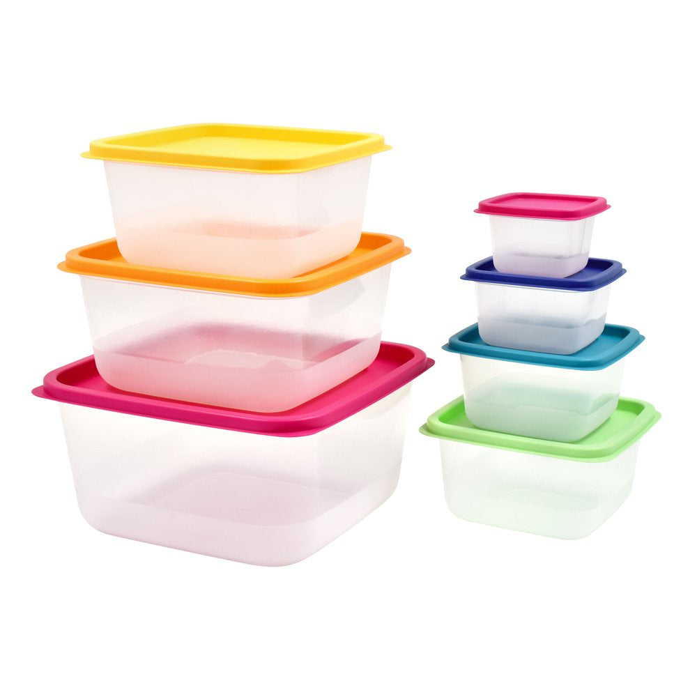 Plastic Rainbow Food Storage Set, Multi Color, 14 Count