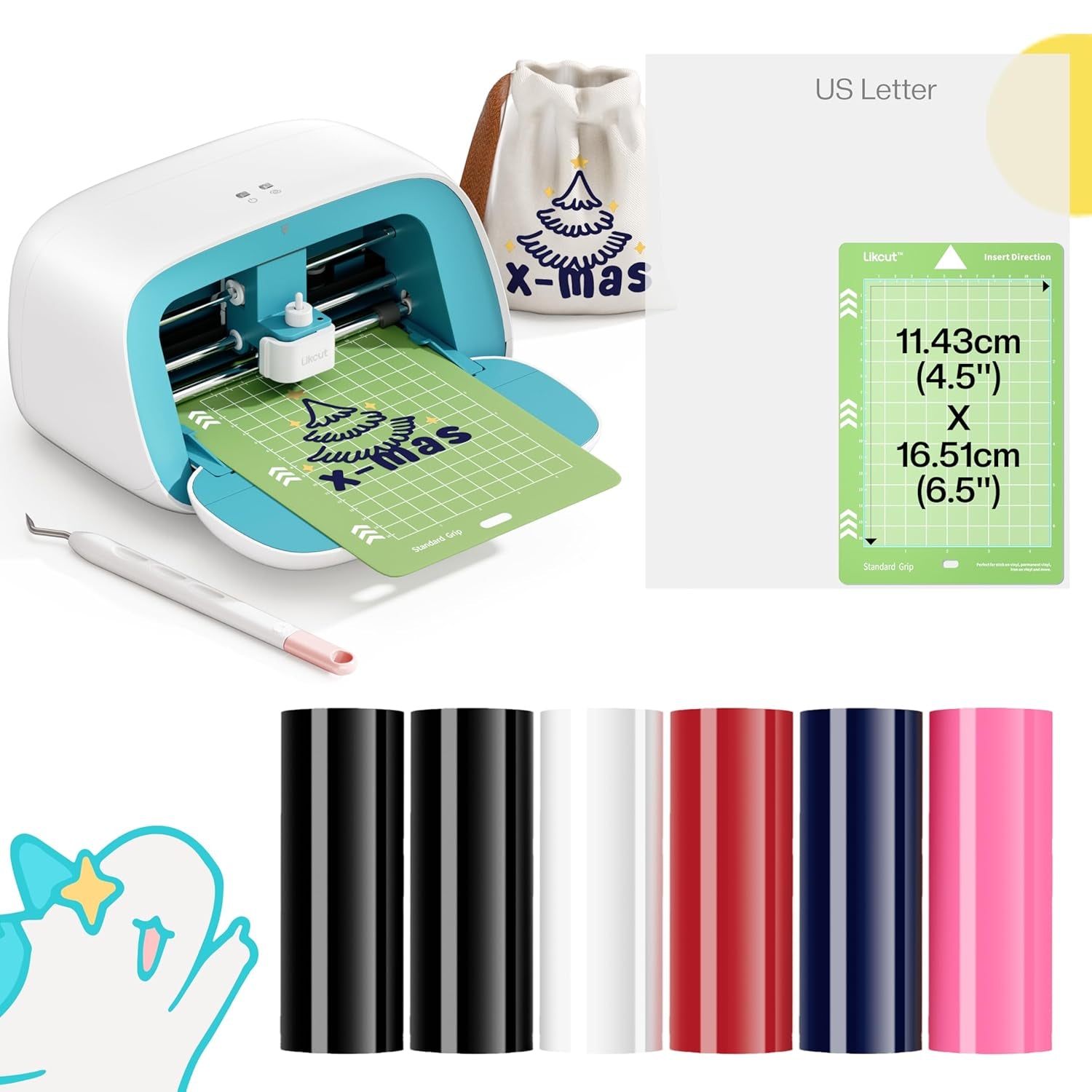 Vinyl Cutter Machine - Heat Transfer Creator Bundle with Carrying Case & Accessories
