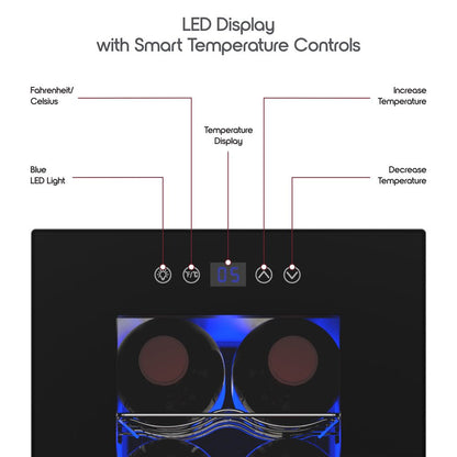 6-Bottle Wine Cooler, New Standard Door Mini Fridge with Wine Rack and Temp. Control, 9.75In