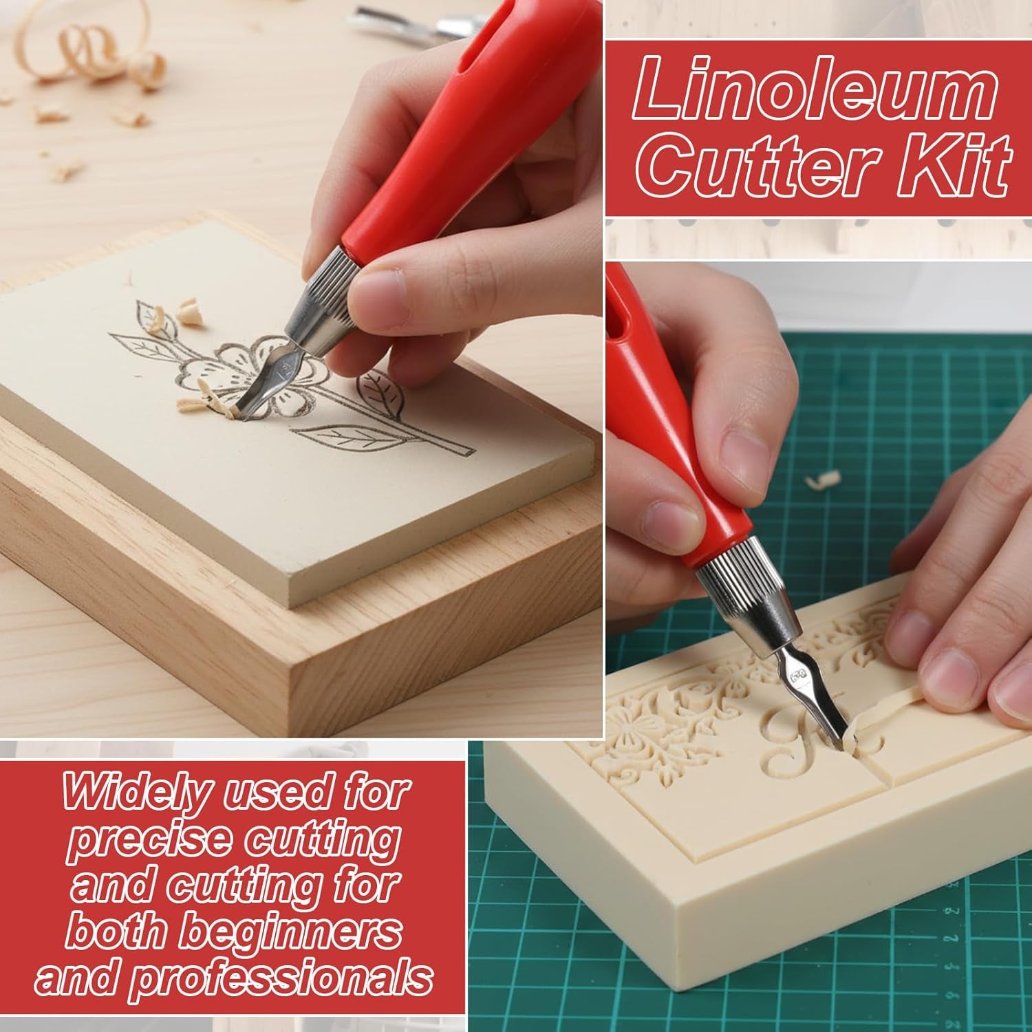 Linocut Carving Kit, Linoleum Cutter Tools Speedball Carving Tools with 6 Blades for Block Printing, Stamp Making, DIY Sculpture and Printmaking