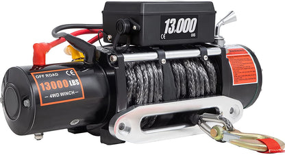 Electric Winch 13000Lbs, Truck Winch Compatible with Jeep Truck SUV 80Ft/20M, Synthetic Rope 12V Power Winch with Wireless Long-Distance Control, Powerful Motor for ATV UTV off Road Trailer