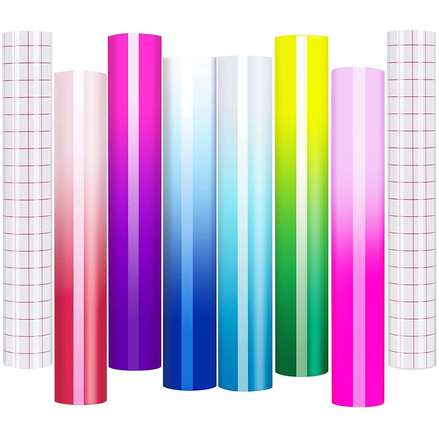 Color Changing Vinyl Permanent Adhesive for Cutting Machine,8 Pack Cold Bundle 6 Colors-12" X 10" Sheets +2 Transfer Sensitive Tape
