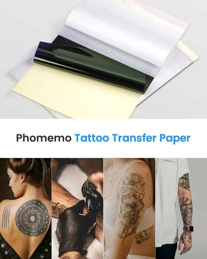 Phomemo Tattoo Transfer Paper - 100 Sheets A4 Size, Thermal Stencil Paper for Tattoos Transfer Kit - Personal & Commercial Use, DIY Tattooing Tracing Paper for M08F Printers & Tattoo Supplies